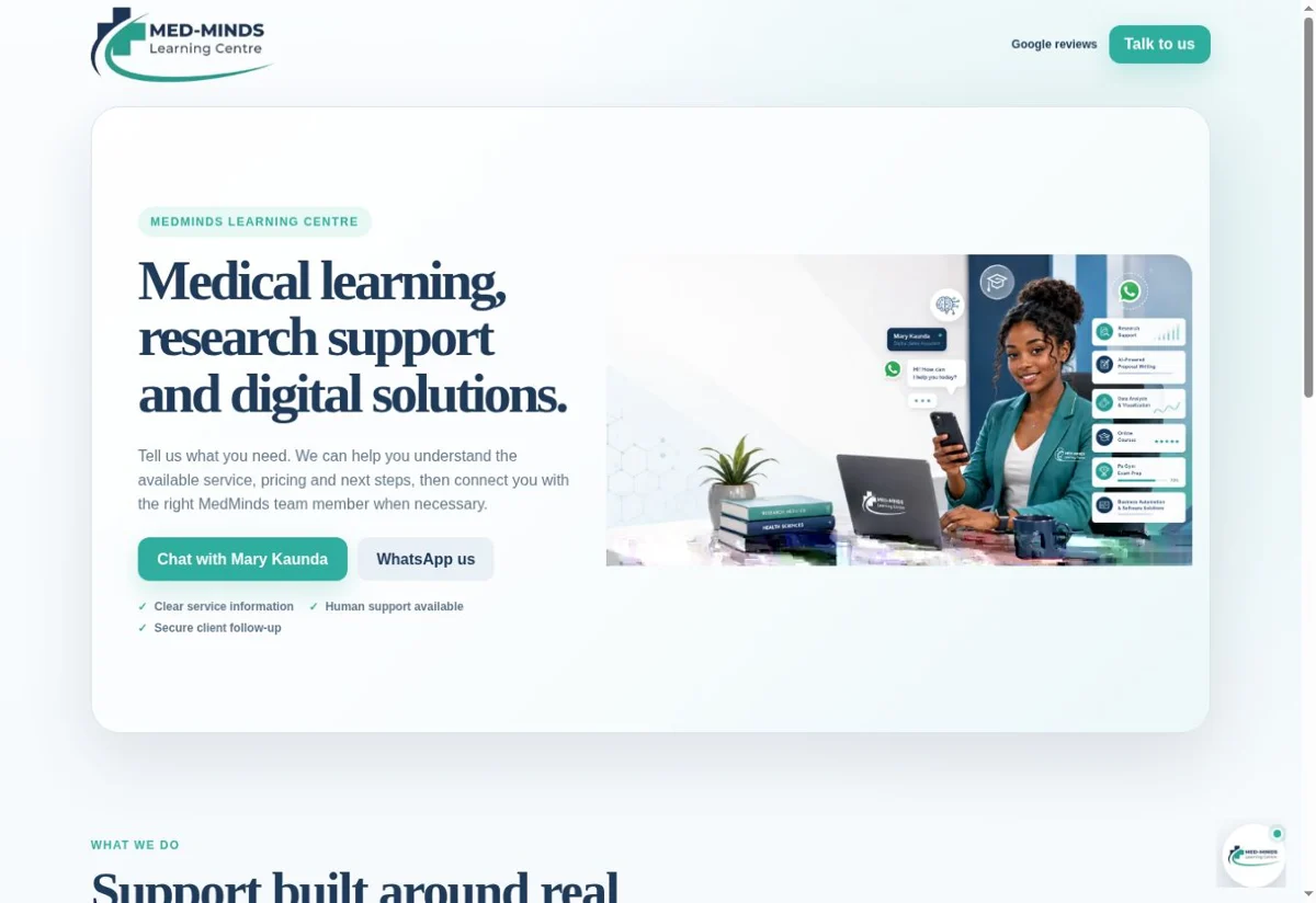 MedMinds Sales App: public sales and support website